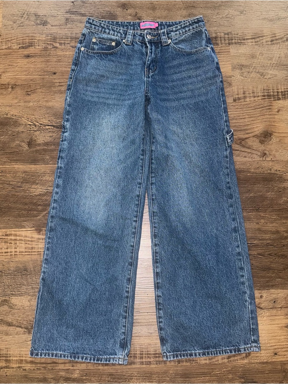 Edikted Women’s Small Carpenter Jeans Wide Leg Baggy Blue Denim Y2K S